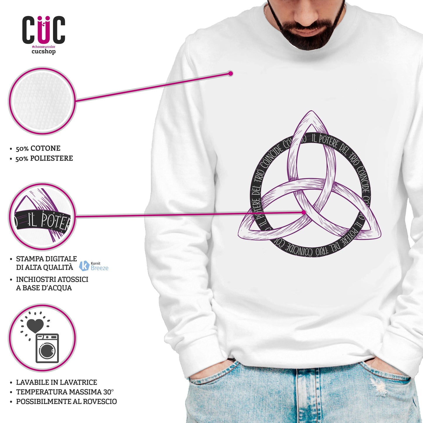 CUC GIROCOLLO IL POTERE DEL TRIO - STREGHE - CHARMED - Unisex SERIE TV #chooseurcolor