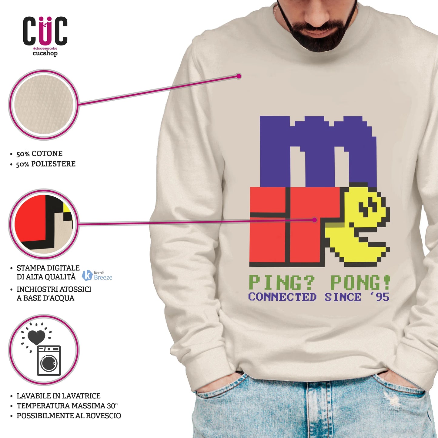 CUC GIROCOLLO miRC - Connected since 95 - Unisex - RETRO GAME - Nostalgia - Nerd - #chooseurcolor
