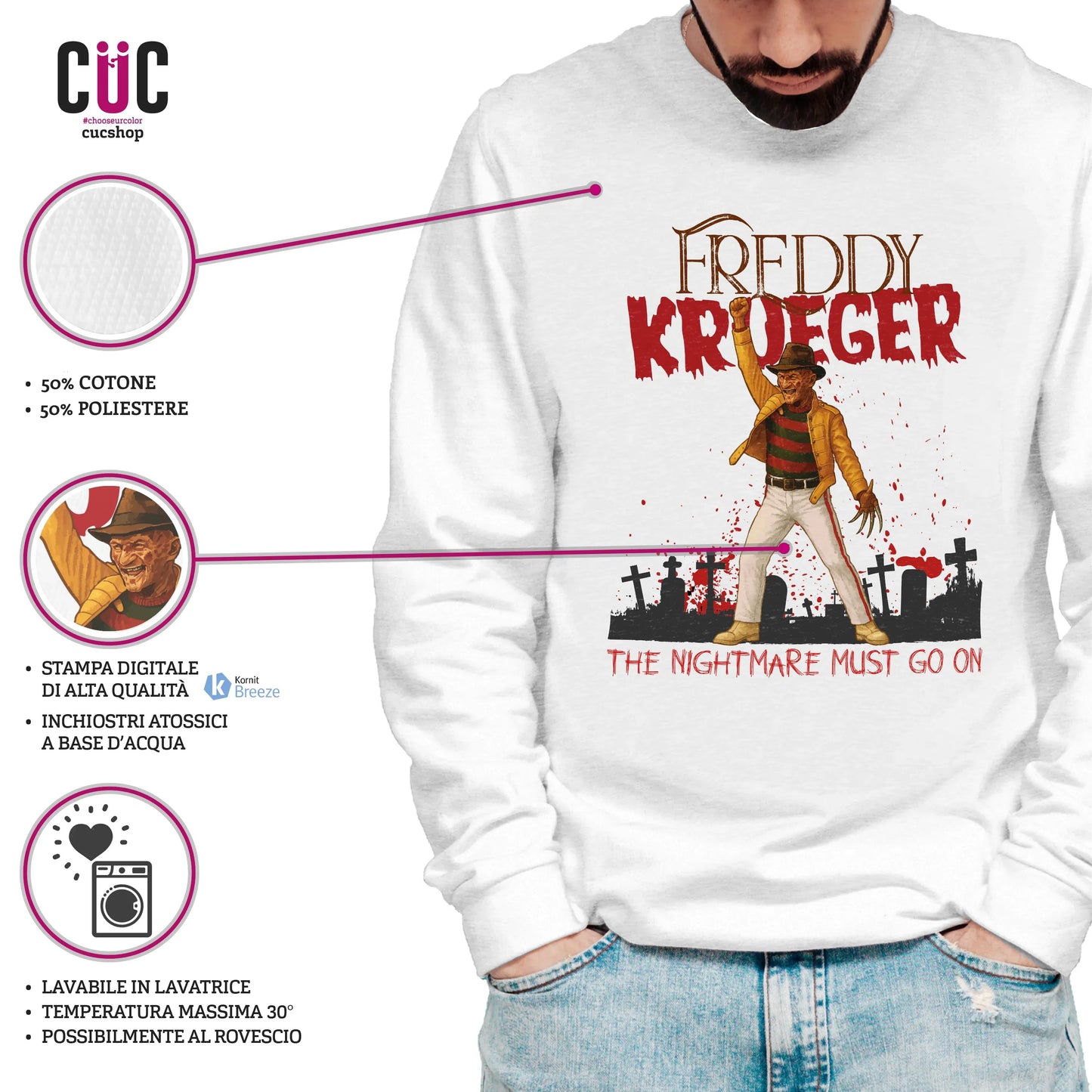 CUC GIROCOLLO Freddy Krueger Mercury - Unisex - FILM MUSICA - QUEEN - #chooseurcolor
