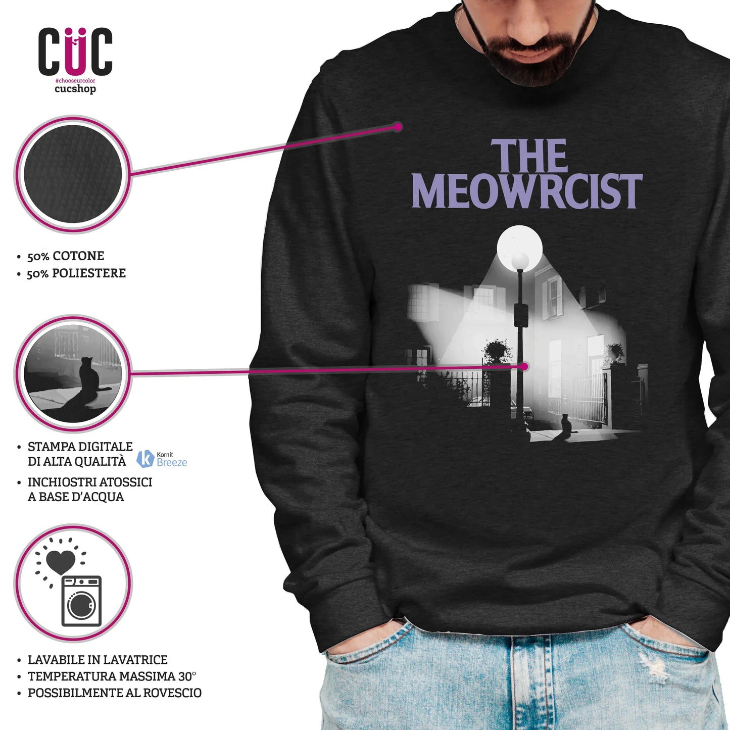 CUC GIROCOLLO THE MEOWRCIST - Unisex - FILM - Halloween - Divertente - Gatti - #chooseurcolor