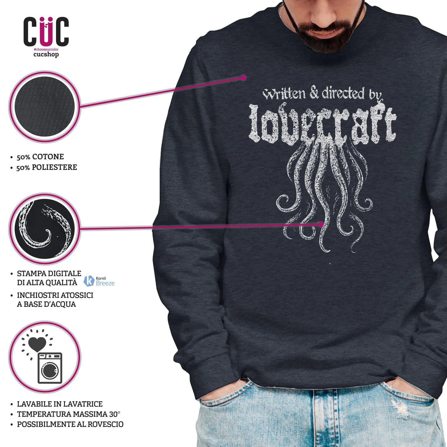 CUC GIROCOLLO Written & directed by Lovecraft - Unisex - PERSONAGGI FAMOSI #chooseurcolor