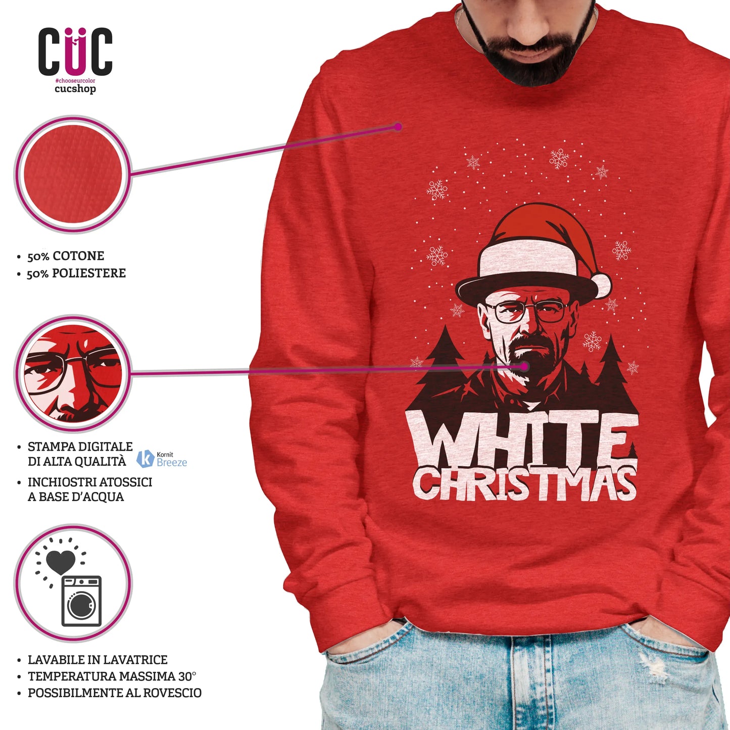 CUC GIROCOLLO W.White Christmas - Unisex - NATALE - SERIE TV - divertente - B Bad - #chooseurcolor