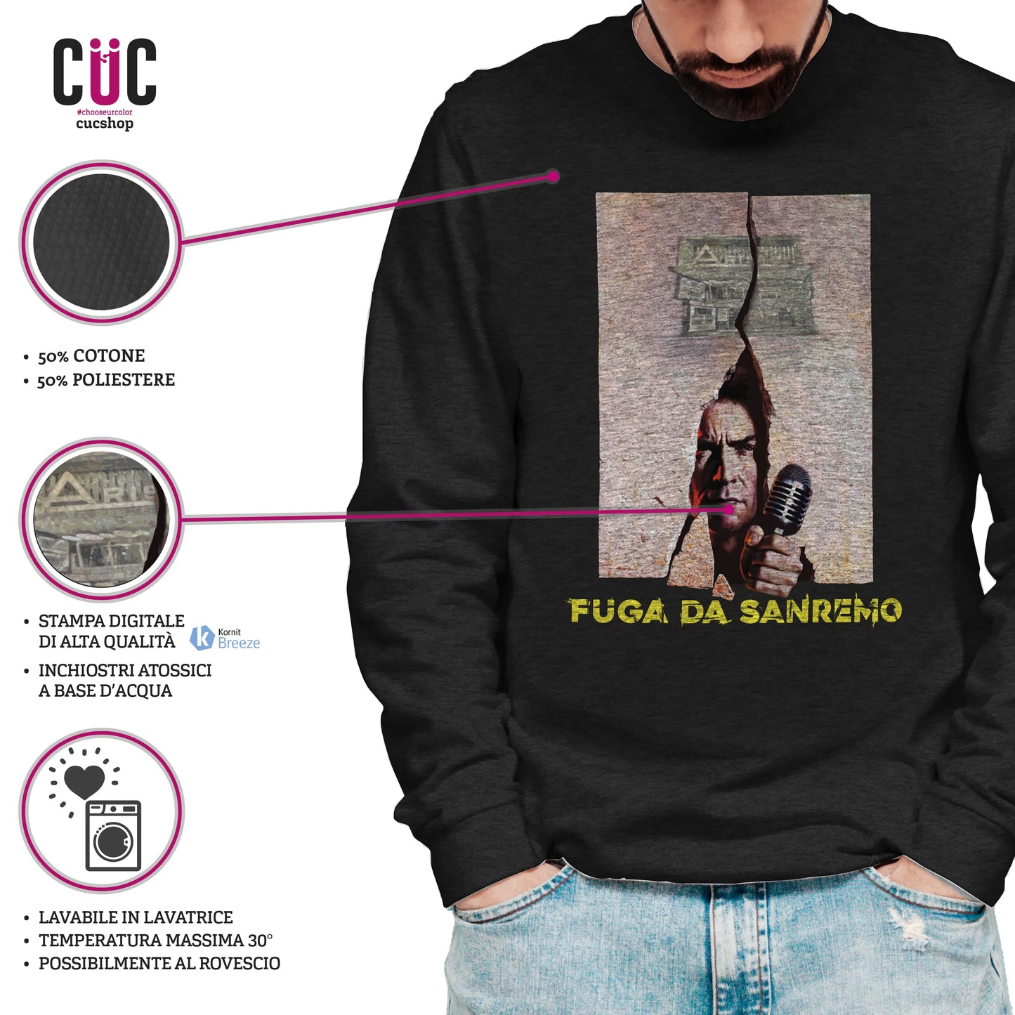 CUC GIROCOLLO Fuga da Sanremo - Unisex - FILM - MUSICA - Divertente - Festival - Parodia - #chooseurcolor