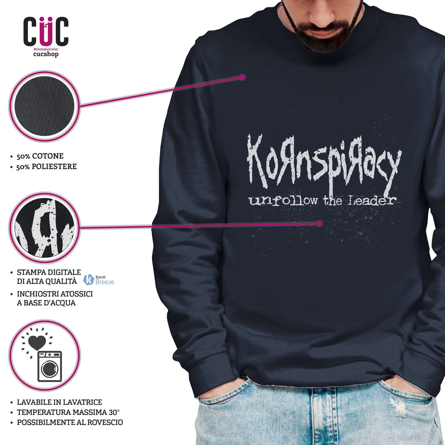 CUC GIROCOLLO Kornspiracy - Unisex - - Unfollow the Leader - Divertente - #chooseurcolor