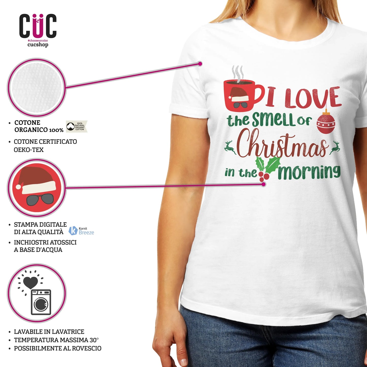 CUC T-SHIRT I LOVE THE SMELL OF CHRISTMAS IN THE MORNING - FILM Natale - Kilgore - #chooseurcolor
