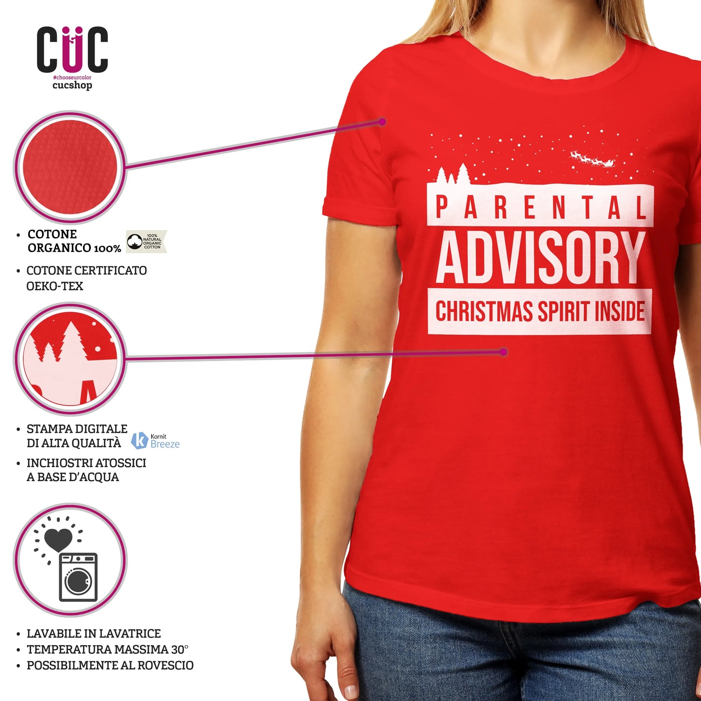 CUC T-SHIRT Parental Advisory Christmas Spirit Inside - Natale - Divertente - #chooseurcolor