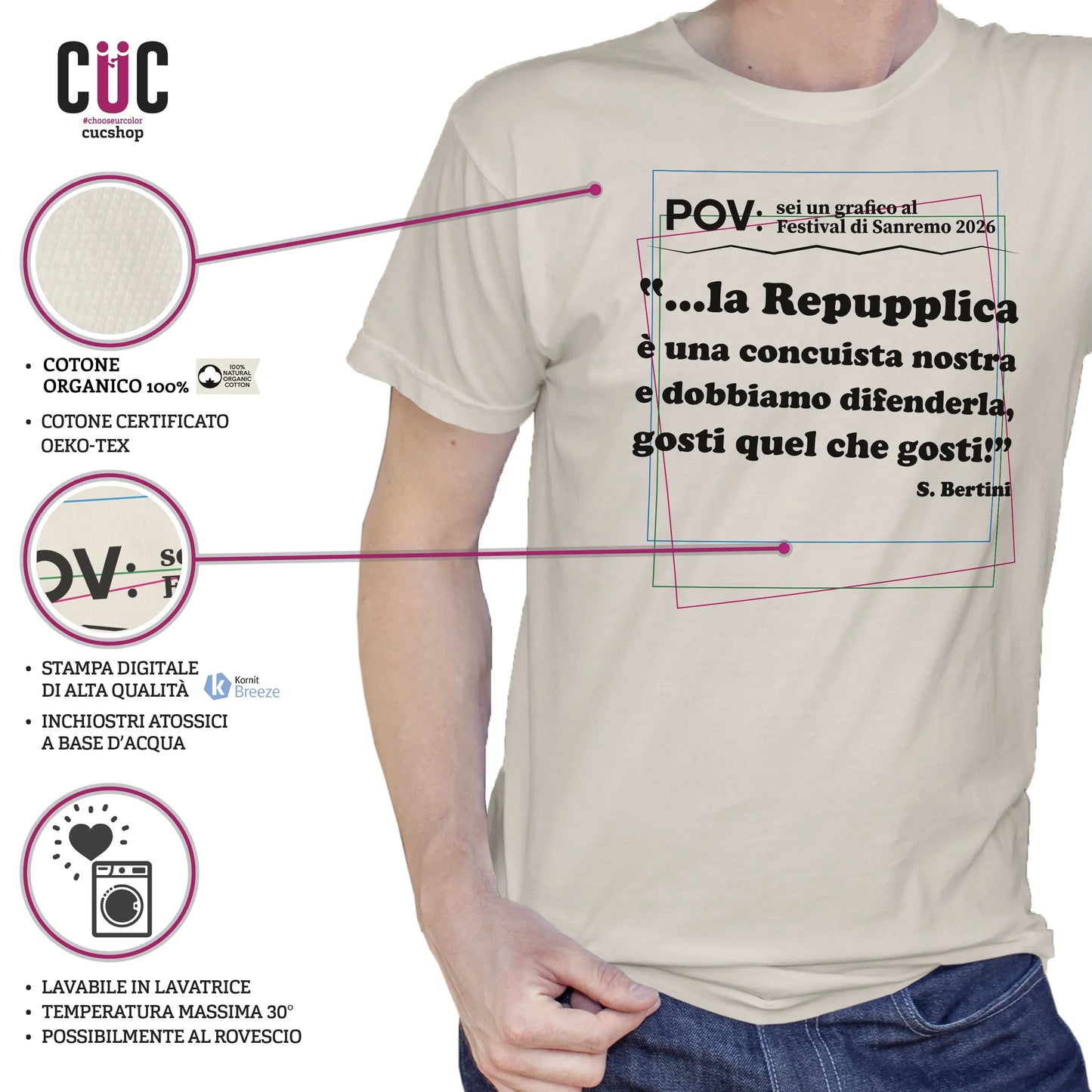 CUC T-SHIRT REPUPPLICA ERRORE SANREMO 2026 - PROGRAMMI TV - Gaffe - Testo Sbagliato - Divertente - Parodia - Pertini - Repubblica - #chooseurcolor
