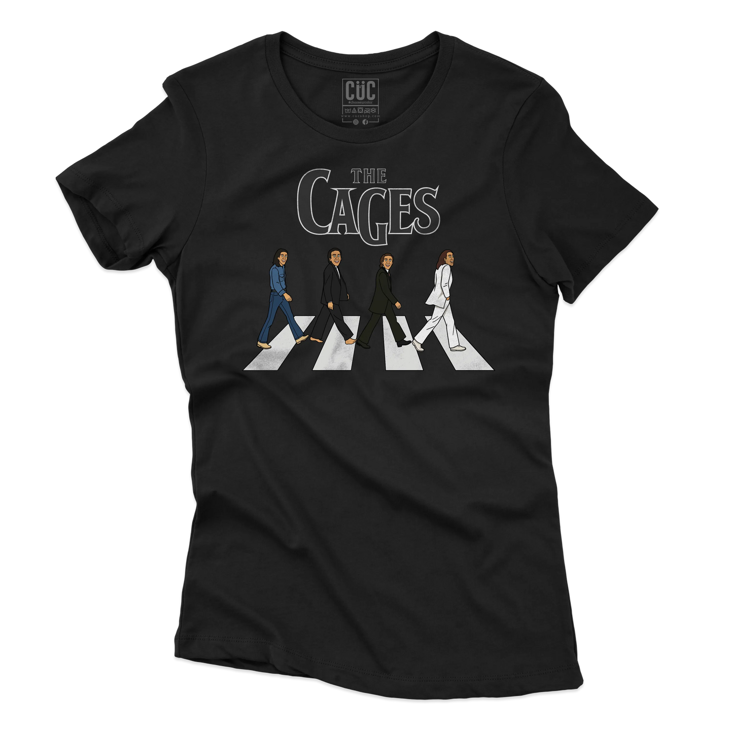 CUC T-SHIRT THE CAGES - FILM - MUSICA - PERSONAGGI FAMOSI - Divertente - Nicolas Cage - Beatles - Abbey Road - #chooseurcolor
