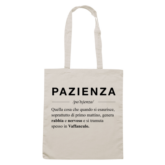 SHOPPER PAZIENZA descrizione dizionario simpatica e vera Multicolore #chooseurcolor