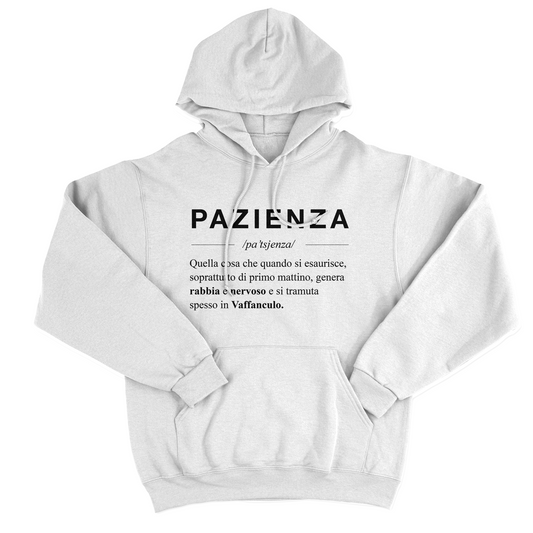 FELPA CAPPUCCIO PAZIENZA descrizione dizionario simpatica e vera #chooseurcolor