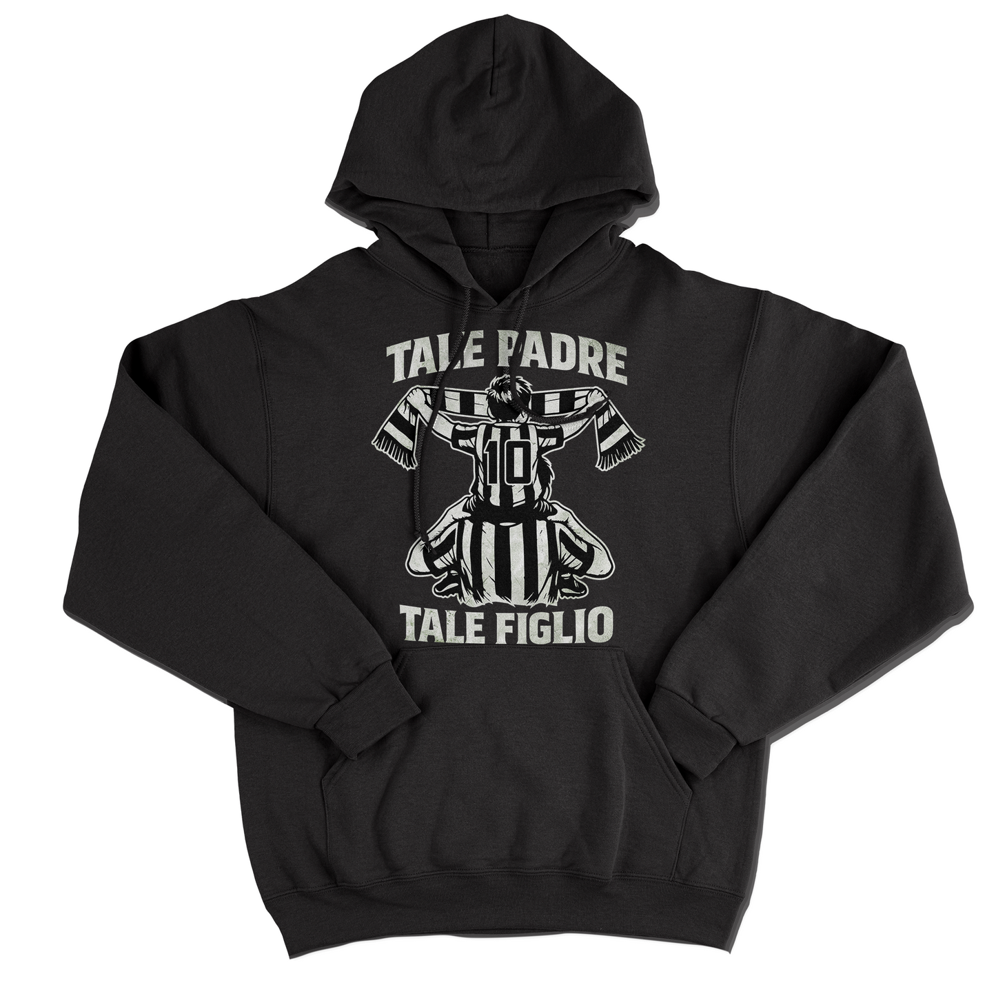 FELPA CAPPUCCIO Festa del Papà padre Tifoso come il figlio BIANCO NERO Nera #chooseurcolor