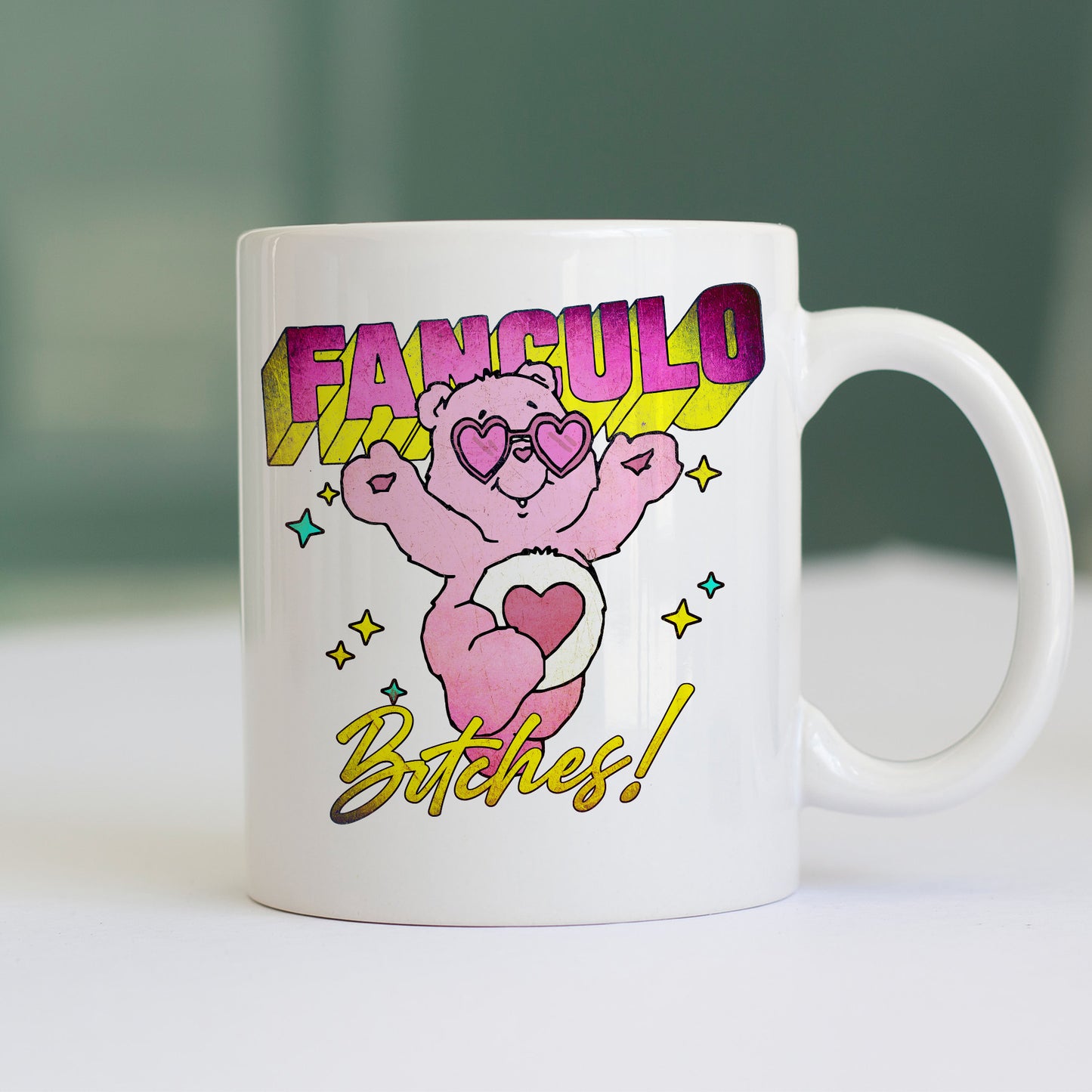 Tazza FANCULO BITCHES MEME DIVERTENTE ORSI DEL CUORE Bianca #chooseurcolor