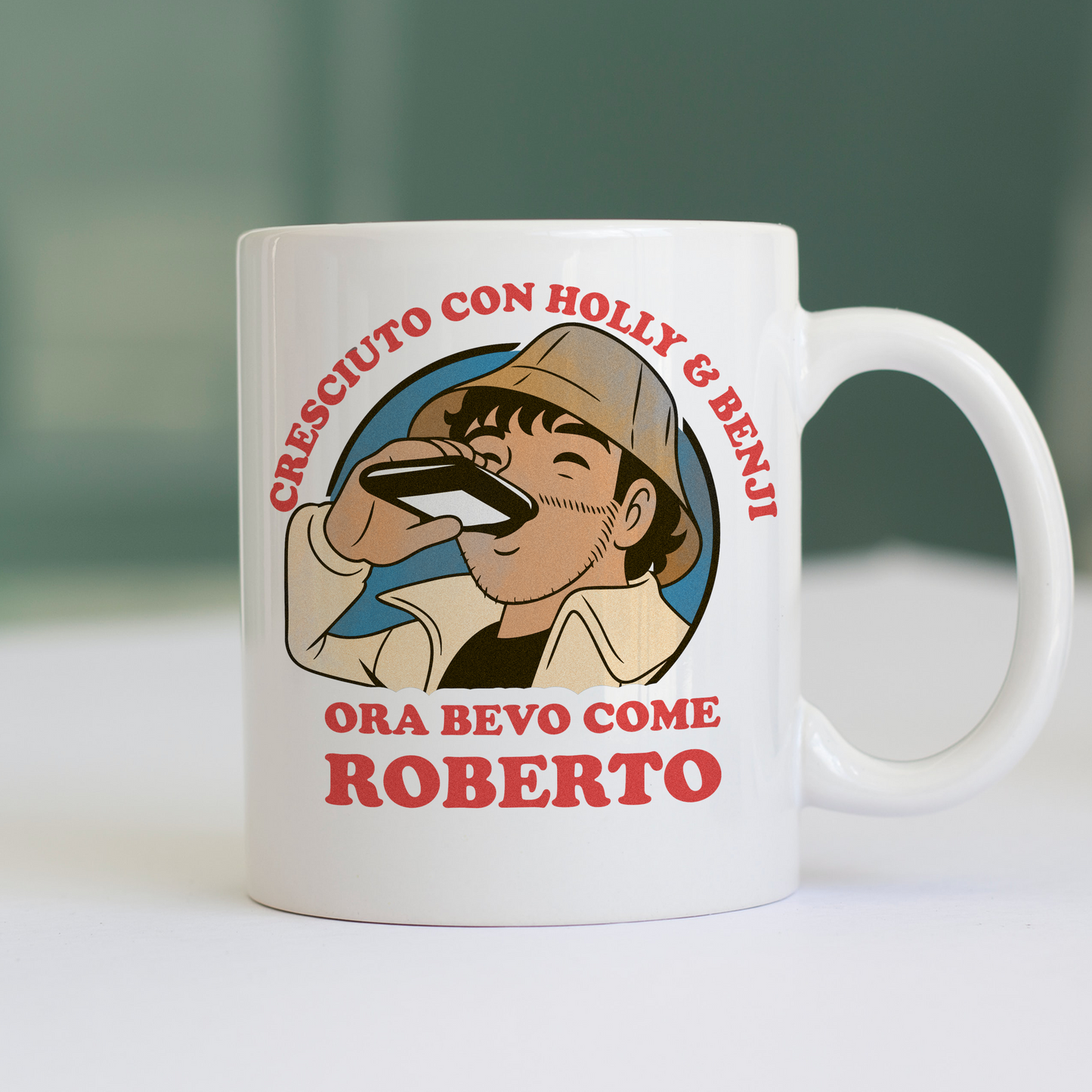 Tazza CRESCIUTO CON HOLLY E BEVO COME ROBERTO - meme cartoon anni 90 calcio #chooseurcolor