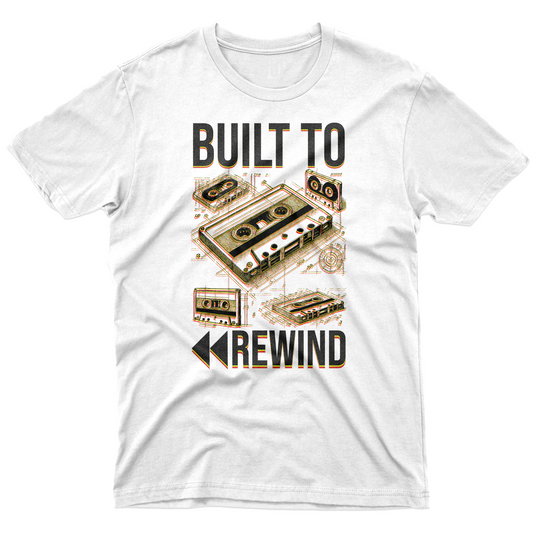 CUC T-Shirt BUILT TO REWIND - music cassetta - anni 80 #chooseurcolor