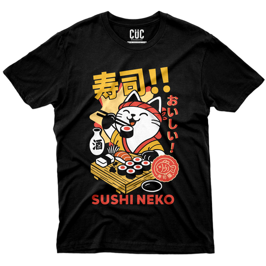 CUC T-Shirt SUSHI NEKO - Jap - Giappone Cat - Gatto Maneki Neko - Tokyo #chooseurcolor