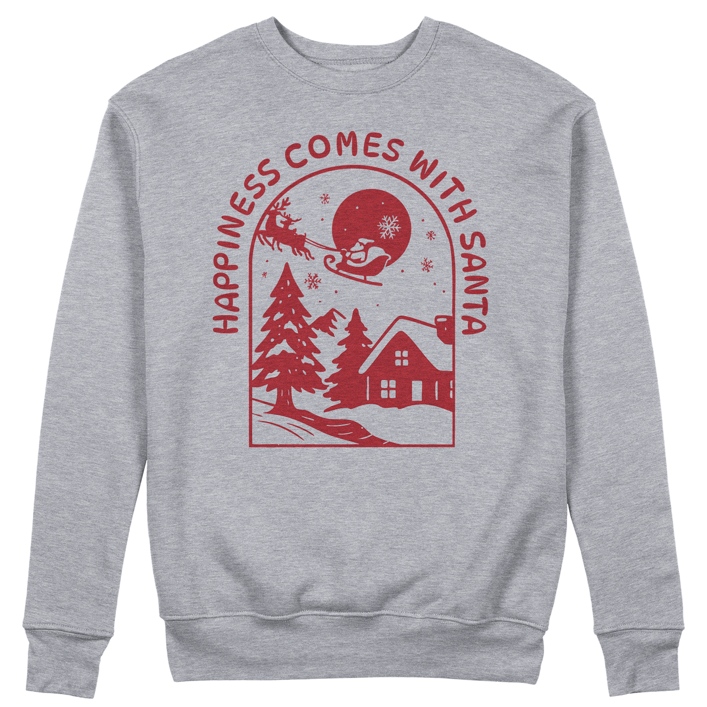 Felpa Girocollo unisex HAPPINESS COMES WITH SANTA - natale xmas - simpatica - cenone di natale #chooseurcolor