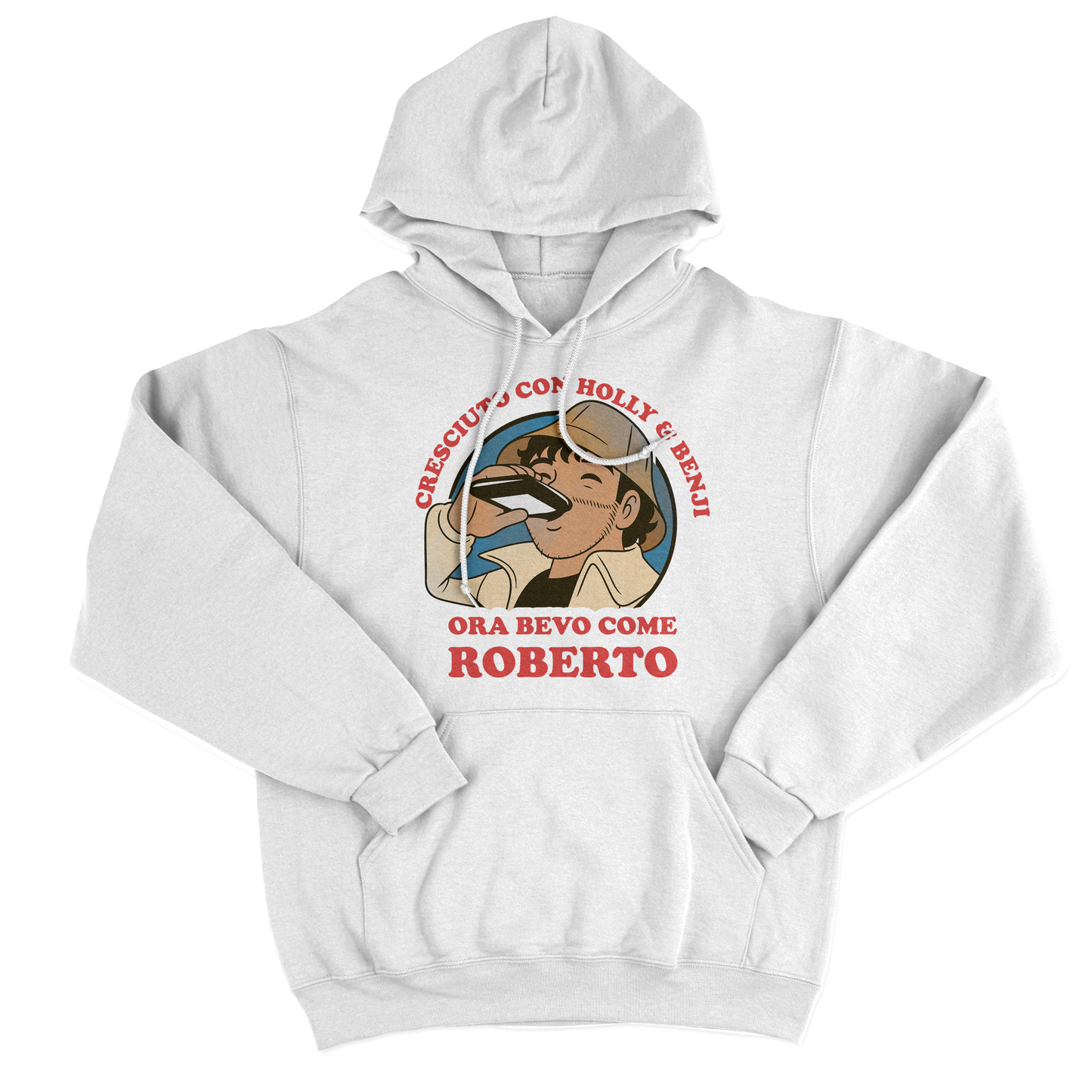 Felpa Cappuccio CRESCIUTO CON HOLLY E BENJI ORA BEVO COME ROBERTO - meme anime e manga #chooseurcolor