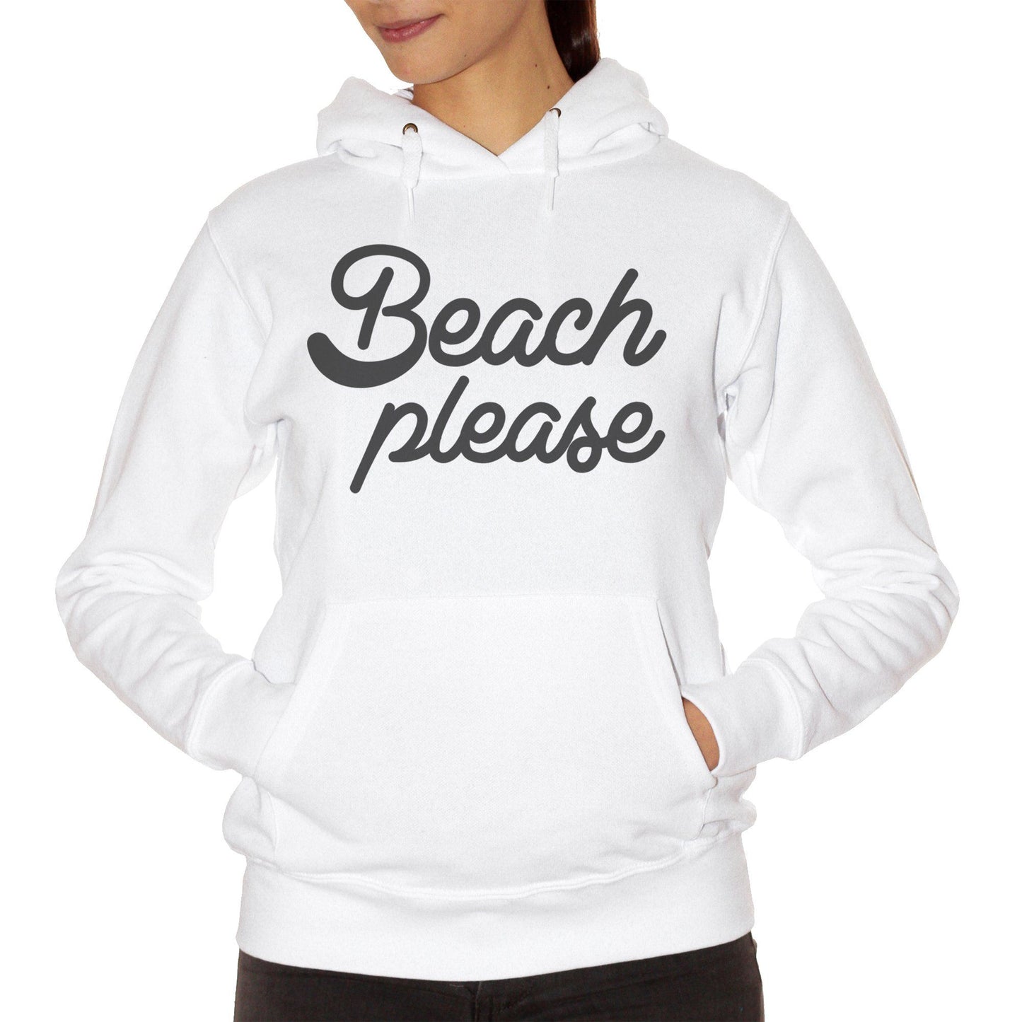 White Smoke Felpa Beach Please Funny Divertente Summer Estate - SOCIAL CucShop