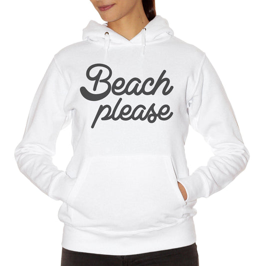 White Smoke Felpa Beach Please Funny Divertente Summer Estate - SOCIAL CucShop