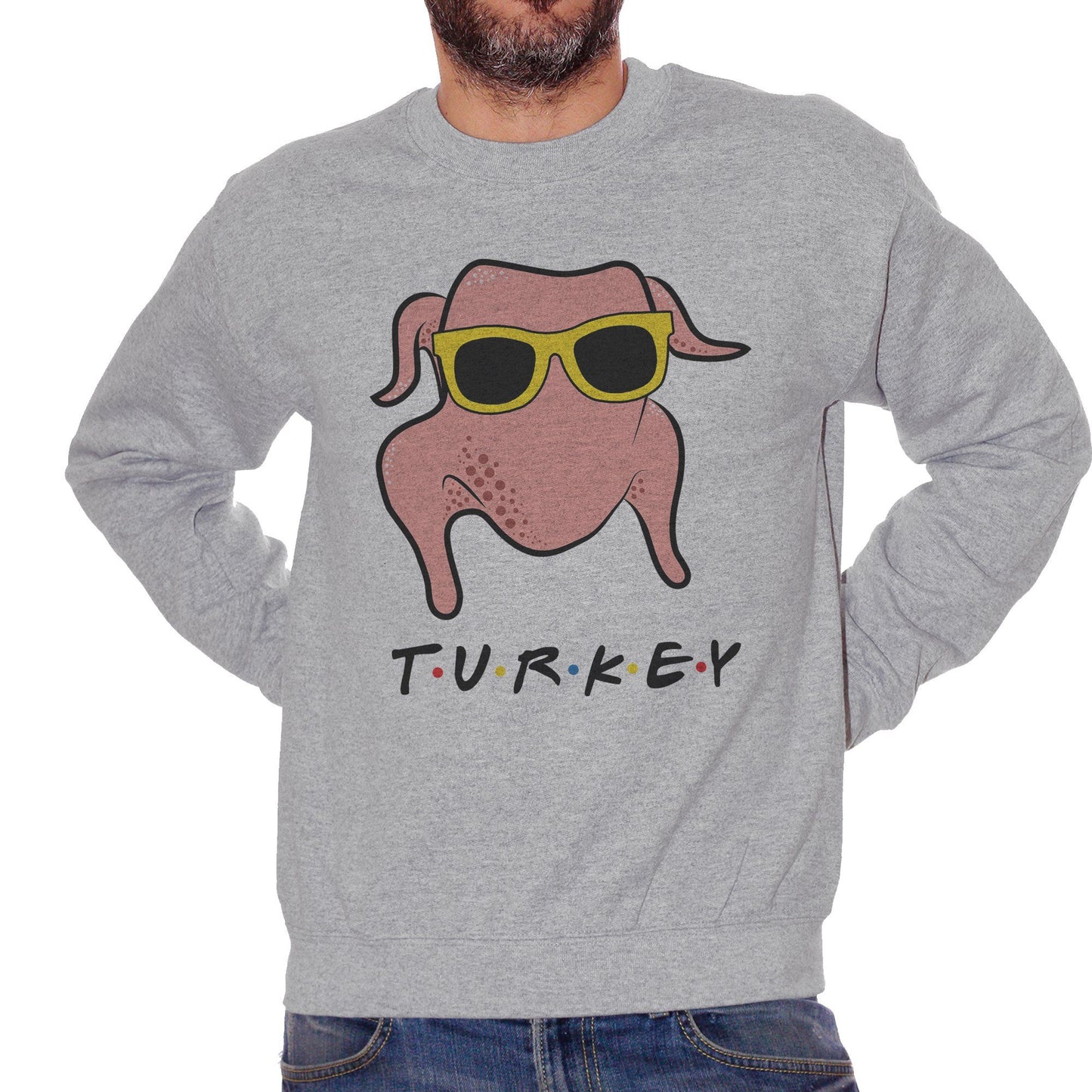 Dark Gray Felpa Girocollo Friends Turkey Chicken Sunglasses Tacchino Serie - FILM CucShop