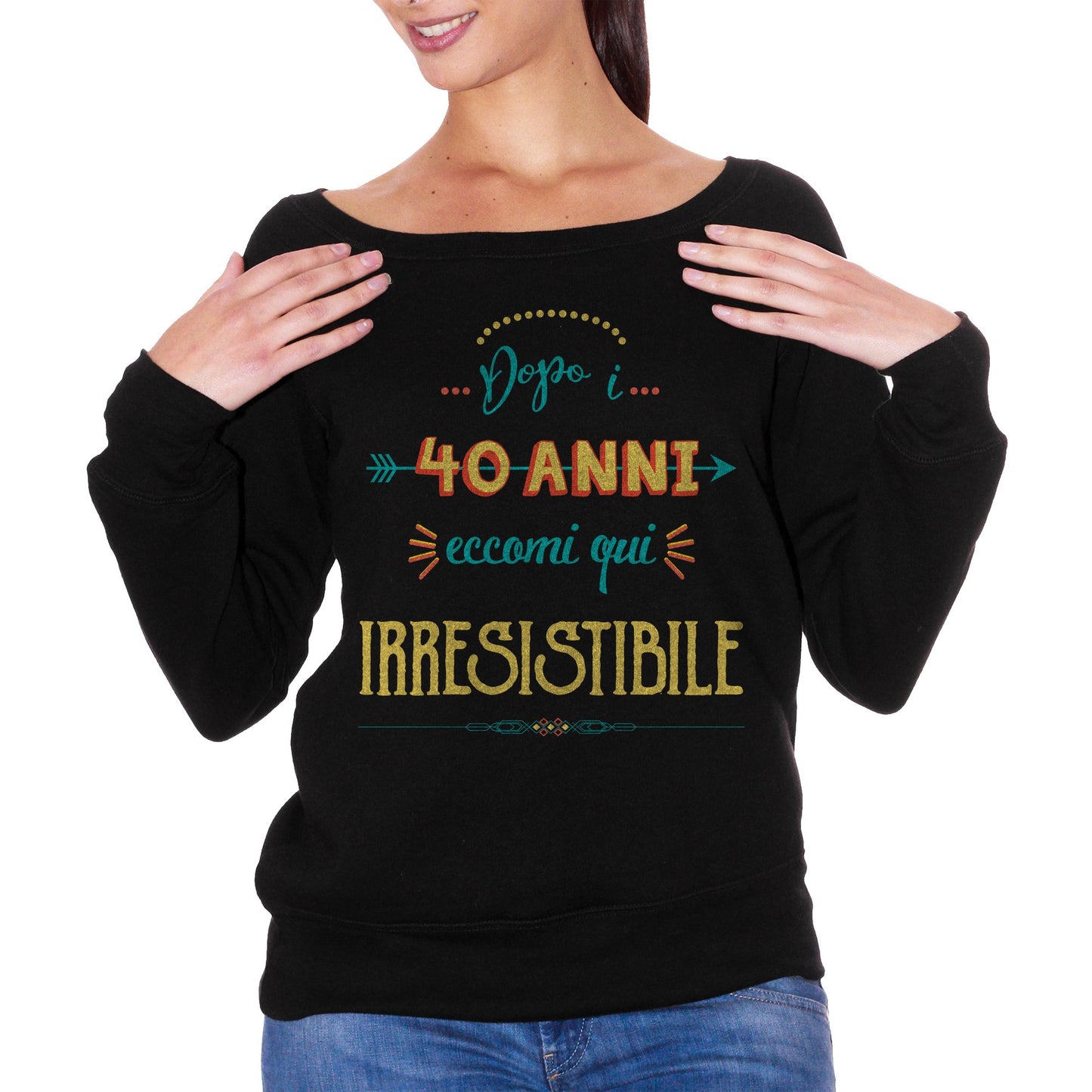 Black FELPA FASHION DONNA 40-anni-compleanno CucShop