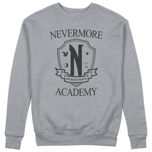 CUC Felpa Girocollo - NEVERMORE ACADEMY GREY- Mercoledì - ADDAMS Unisex #chooseurcolor - CUC chooseurcolor