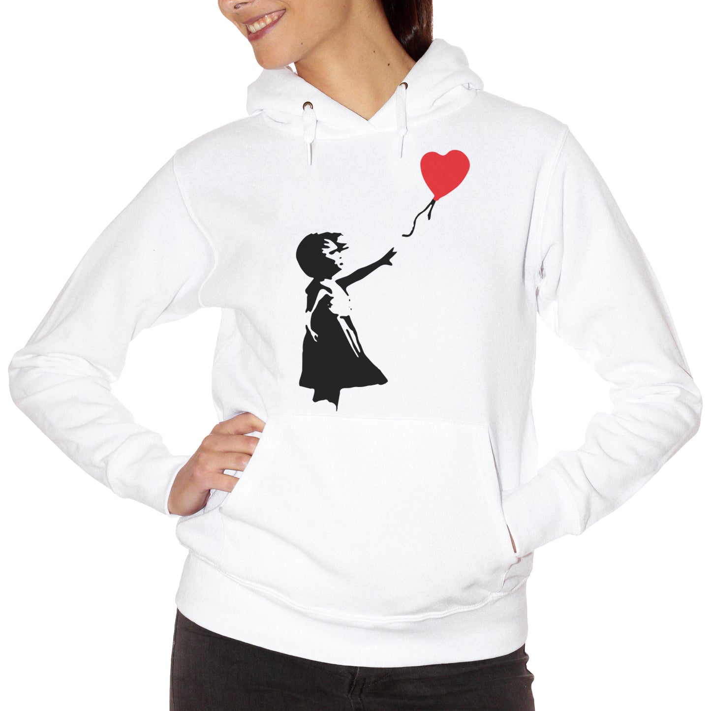 Felpa cappuccio CUC Banksy Bambina Cuore Palloncino - Murales There is always hope #chooseurcolor - CUC chooseurcolor