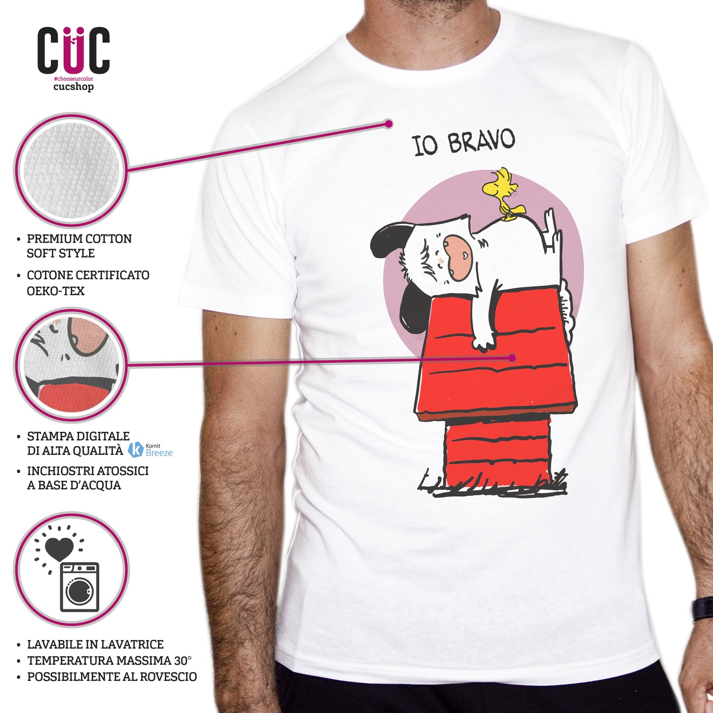Tomato T-Shirt Spank like Snoopy - Rivisitazione simpatica del cartone animato anni 80 - Chooseurcolor CucShop