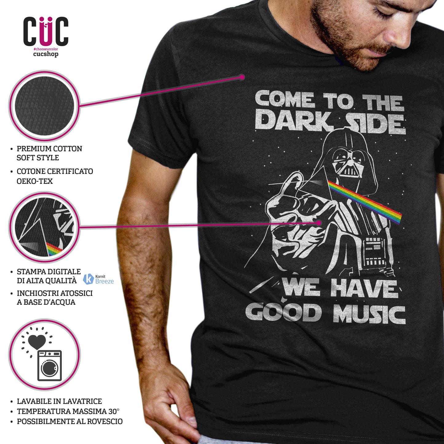 Black T-Shirt Come to the Dark Side - Darth Vader - Film cult & Good Music - Chooseurcolor CucShop