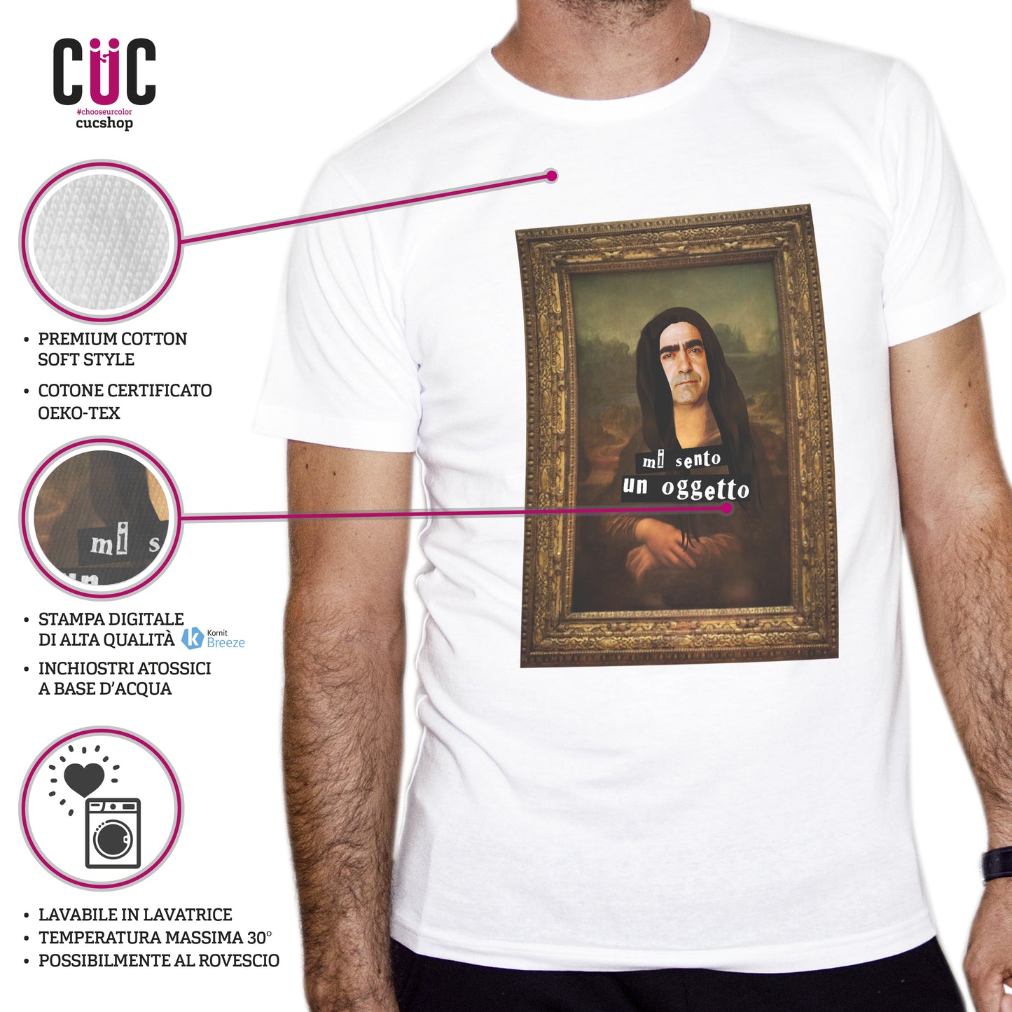 T-Shirt Mi sento un oggetto - Elio versione Gioconda LoL - MUSIC Choose ur color - CUC chooseurcolor