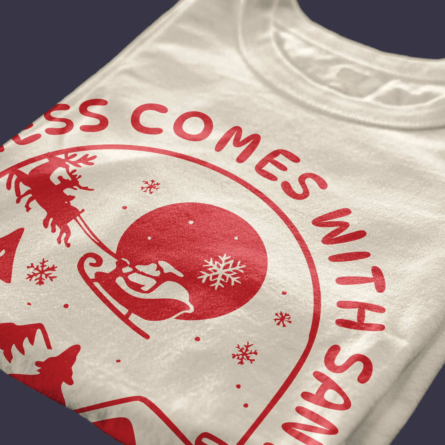 CUC T-Shirt HAPPINESS COMES WITH SANTA - natale xmas - simpatica - cenone di natale #chooseurcolor