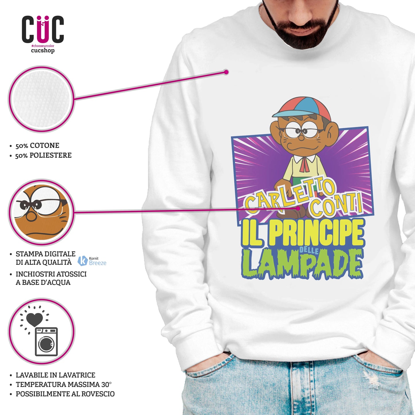 CUC GIROCOLLO CARLETTO CONTI -  Unisex - PERSONAGGI FAMOSI - Divertente - Anime -  #chooseurcolor