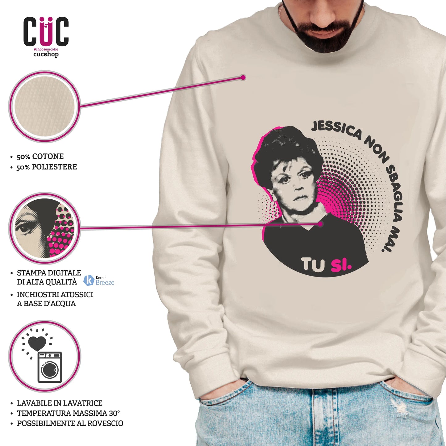 CUC GIROCOLLO Jessica non sbaglia mai -  Unisex - Jessica Fletcher - PERSONAGGI FAMOSI - Divertente - Crime -  #chooseurcolor