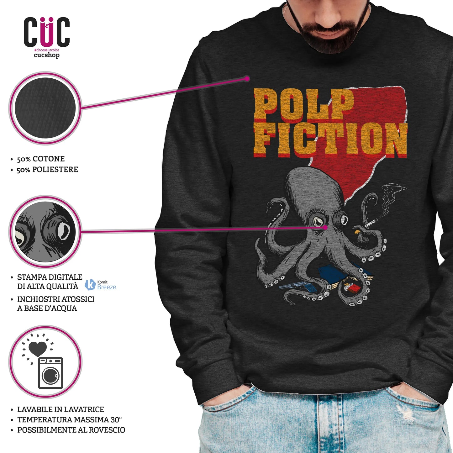 CUC GIROCOLLO Polp Fiction -  Unisex - FILM - Cult - Divertente - Tarantino -  #chooseurcolor