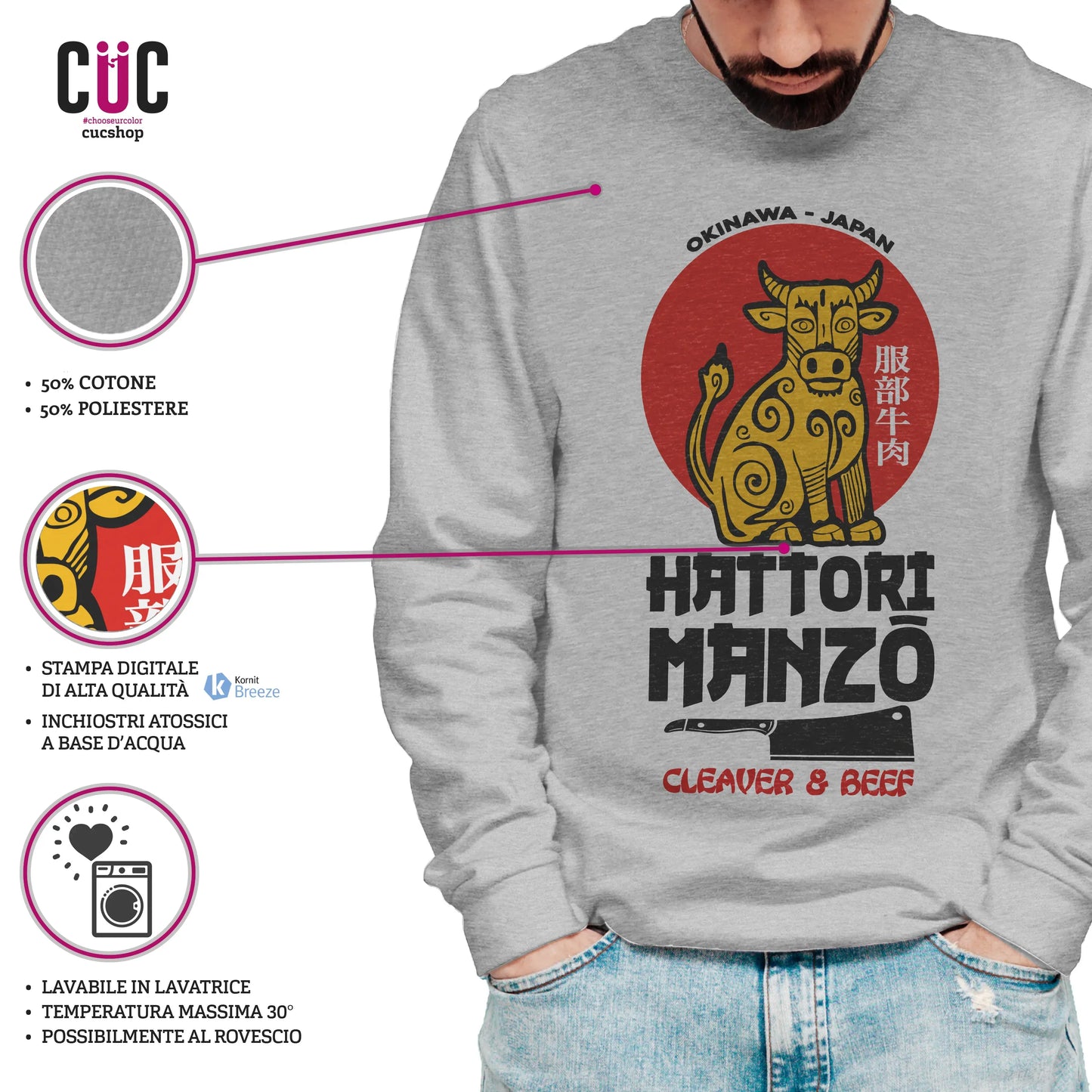 CUC GIROCOLLO HATTORI MANZO -  Unisex - FILM - Divertente - Kill Bill Parodia -  #chooseurcolor