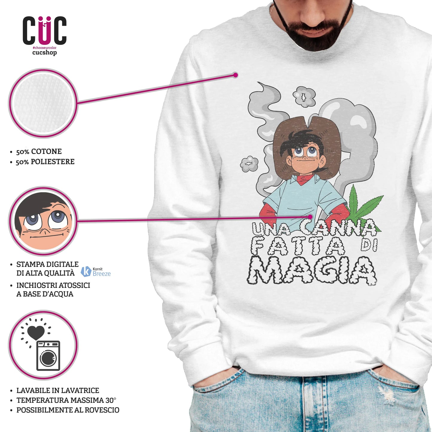 CUC GIROCOLLO Una canna fatta di magia -  Unisex - ANIME MANGA - Divertente -  #chooseurcolor