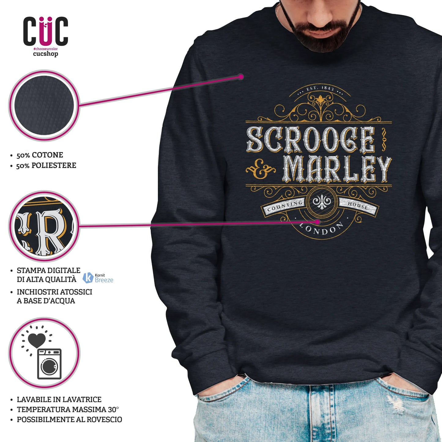 CUC GIROCOLLO Scrooge & Marley Counting House -  Unisex - NATALE - PERSONAGGI FAMOSI - Charles Dickens - Canto di Natale -  #chooseurcolor