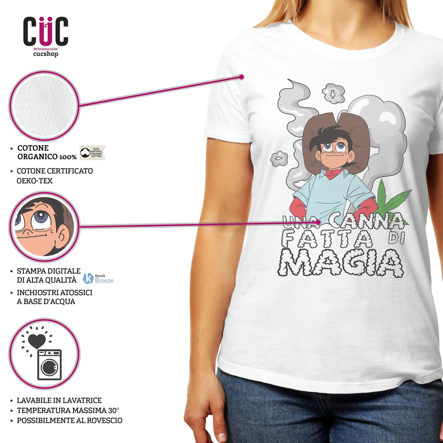 CUC T-SHIRT Una canna fatta di magia - ANIME MANGA - Divertente -  #chooseurcolor