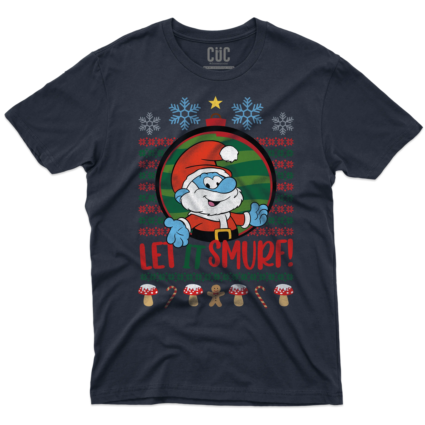 CUC T-SHIRT LET IT SMURF! - Natale - Regalo - Grande Puffo -  #chooseurcolor