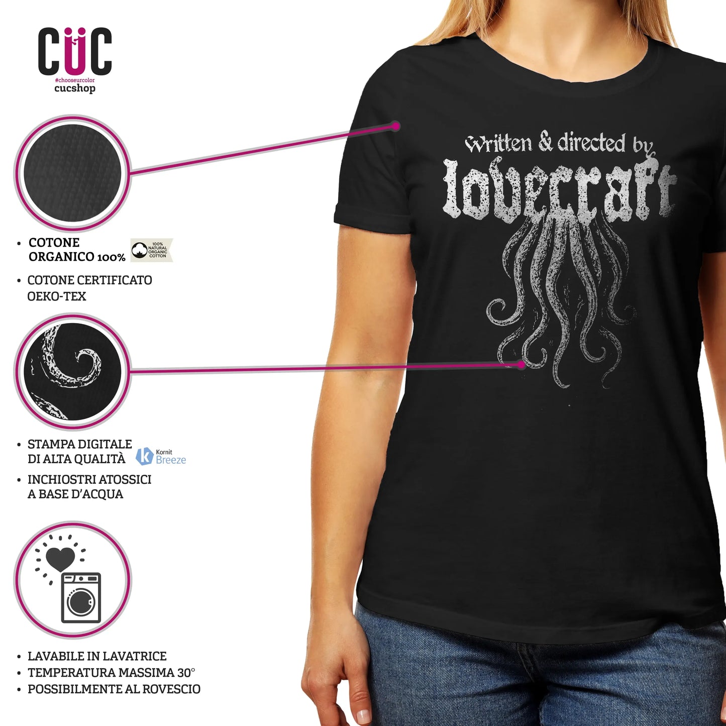CUC T-SHIRT Written & directed by Lovecraft - PERSONAGGI FAMOSI #chooseurcolor