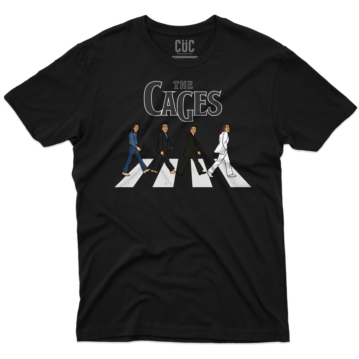 CUC T-SHIRT THE CAGES - FILM - MUSICA - PERSONAGGI FAMOSI - Divertente - Nicolas Cage - Beatles - Abbey Road -  #chooseurcolor