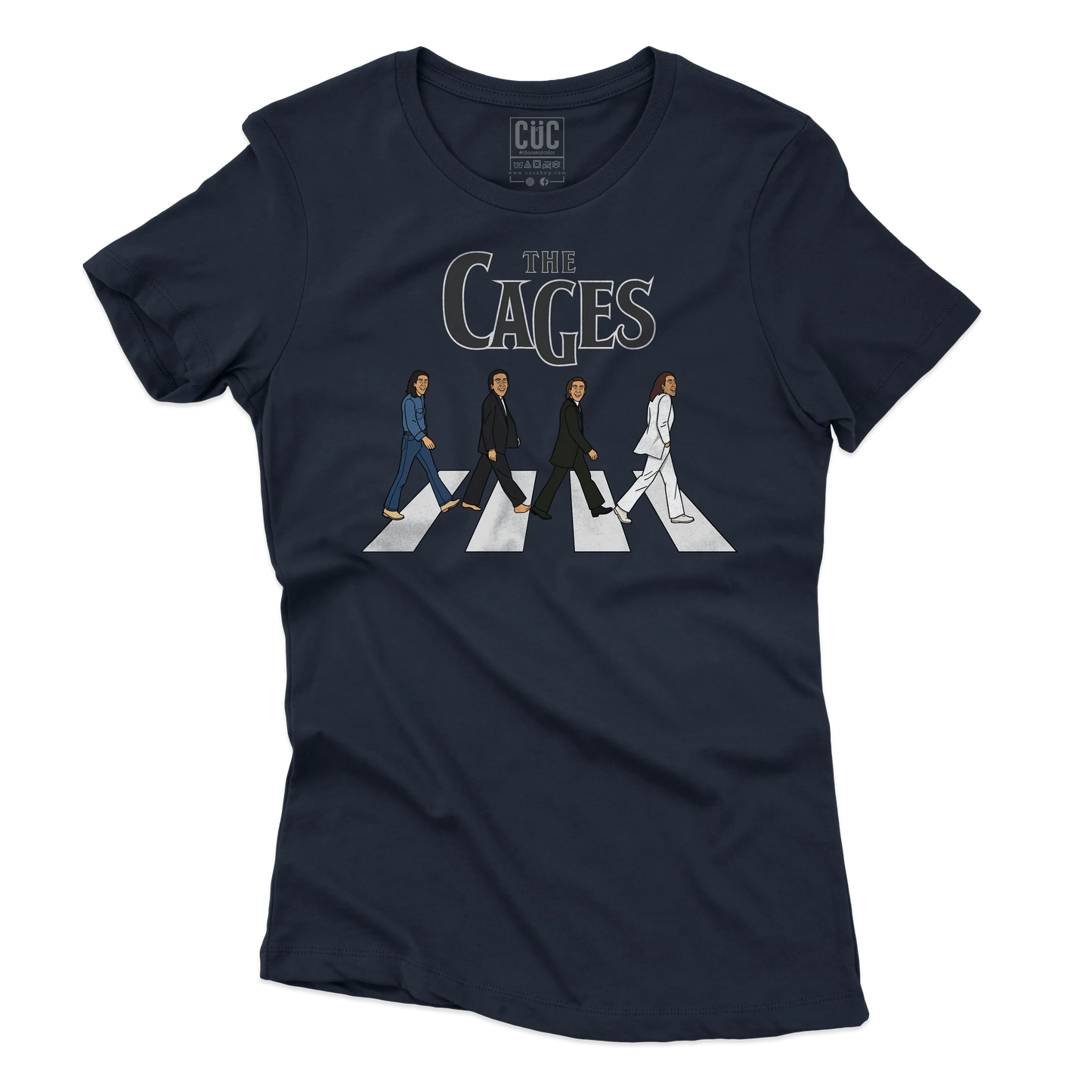 CUC T-SHIRT THE CAGES - FILM - MUSICA - PERSONAGGI FAMOSI - Divertente - Nicolas Cage - Beatles - Abbey Road -  #chooseurcolor