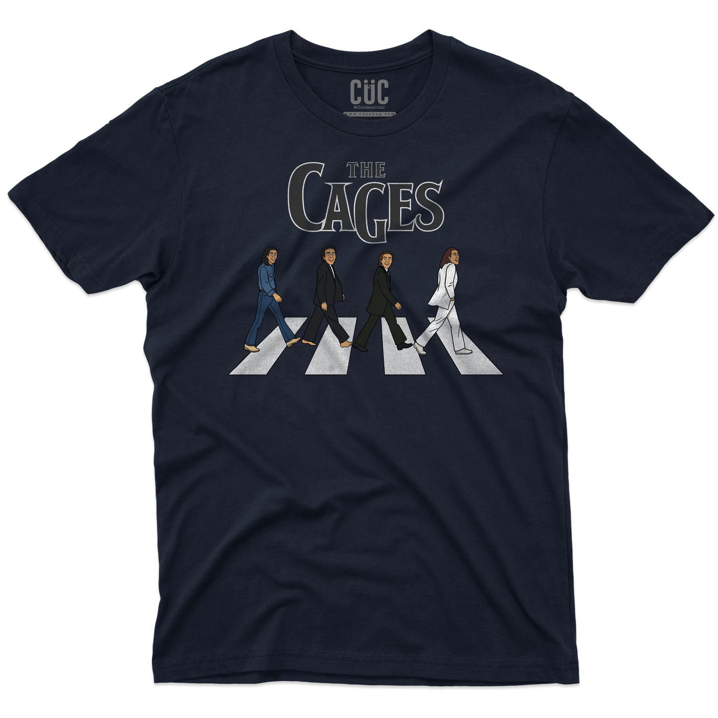 CUC T-SHIRT THE CAGES - FILM - MUSICA - PERSONAGGI FAMOSI - Divertente - Nicolas Cage - Beatles - Abbey Road -  #chooseurcolor