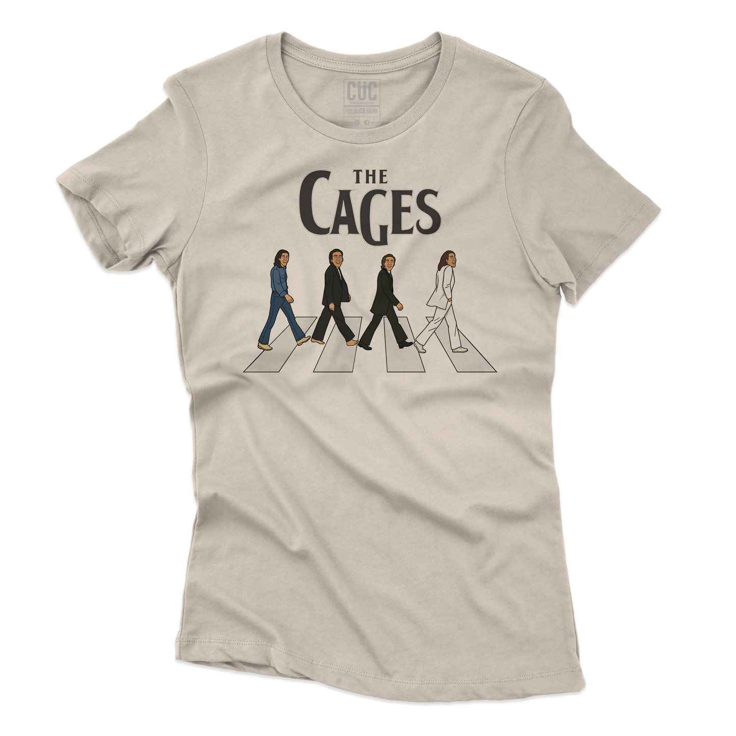 CUC T-SHIRT THE CAGES - FILM - MUSICA - PERSONAGGI FAMOSI - Divertente - Nicolas Cage - Beatles - Abbey Road -  #chooseurcolor