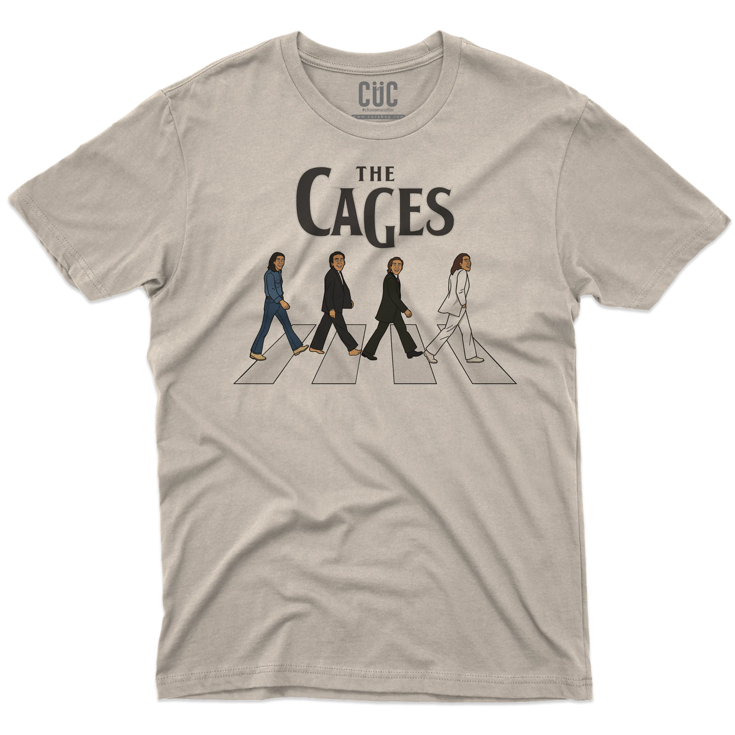 CUC T-SHIRT THE CAGES - FILM - MUSICA - PERSONAGGI FAMOSI - Divertente - Nicolas Cage - Beatles - Abbey Road -  #chooseurcolor