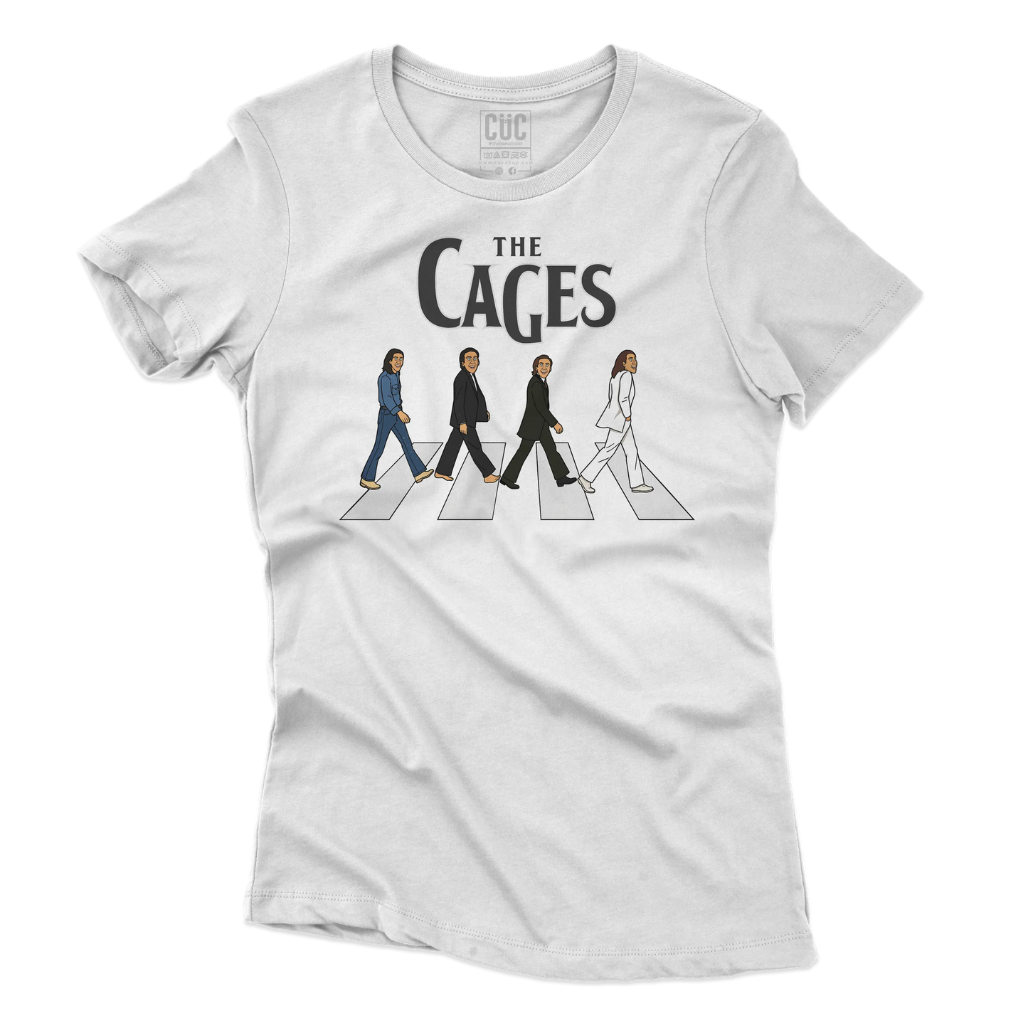 CUC T-SHIRT THE CAGES - FILM - MUSICA - PERSONAGGI FAMOSI - Divertente - Nicolas Cage - Beatles - Abbey Road -  #chooseurcolor