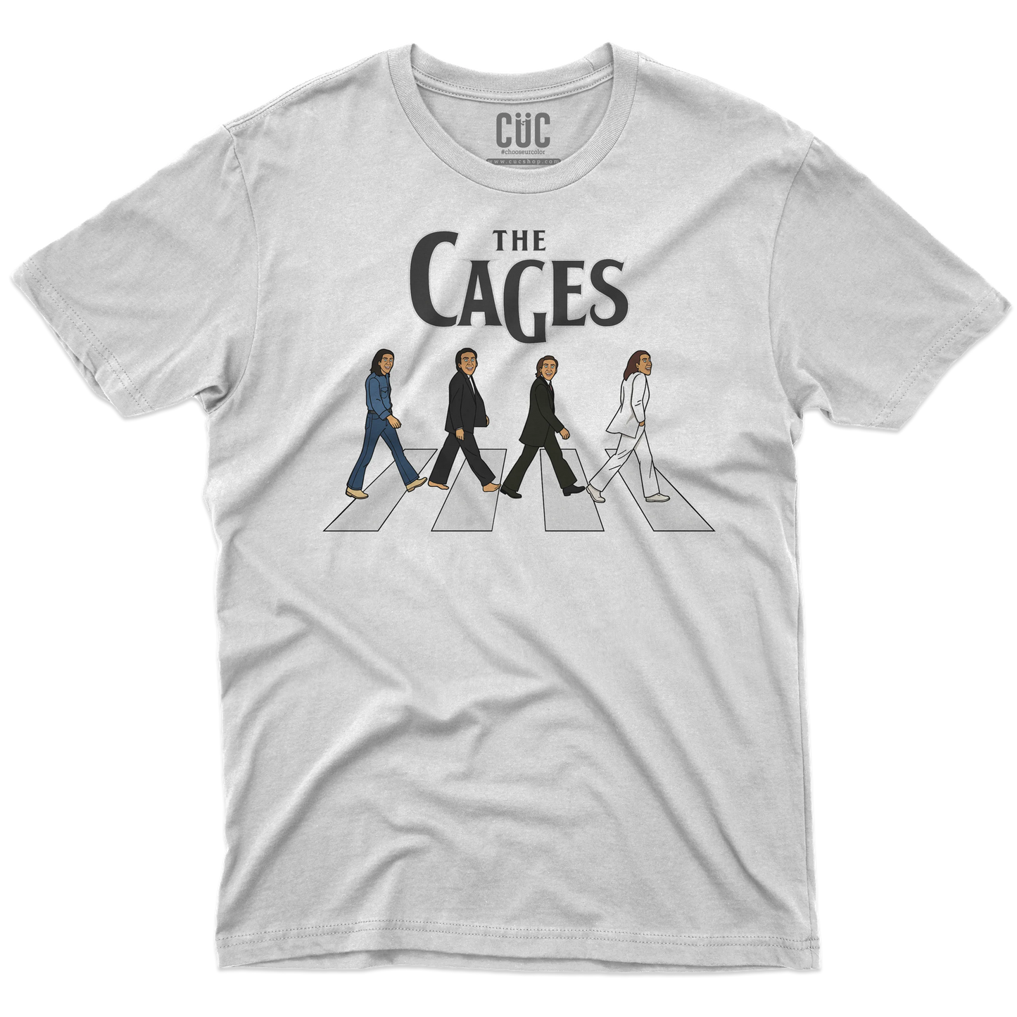 CUC T-SHIRT THE CAGES - FILM - MUSICA - PERSONAGGI FAMOSI - Divertente - Nicolas Cage - Beatles - Abbey Road -  #chooseurcolor