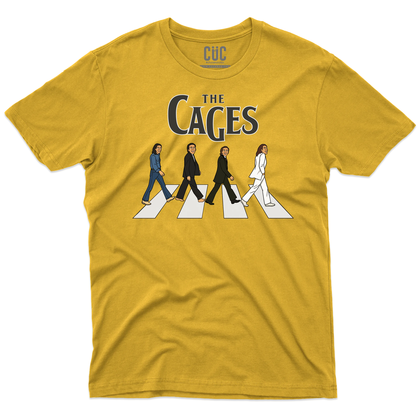 CUC T-SHIRT THE CAGES - FILM - MUSICA - PERSONAGGI FAMOSI - Divertente - Nicolas Cage - Beatles - Abbey Road -  #chooseurcolor