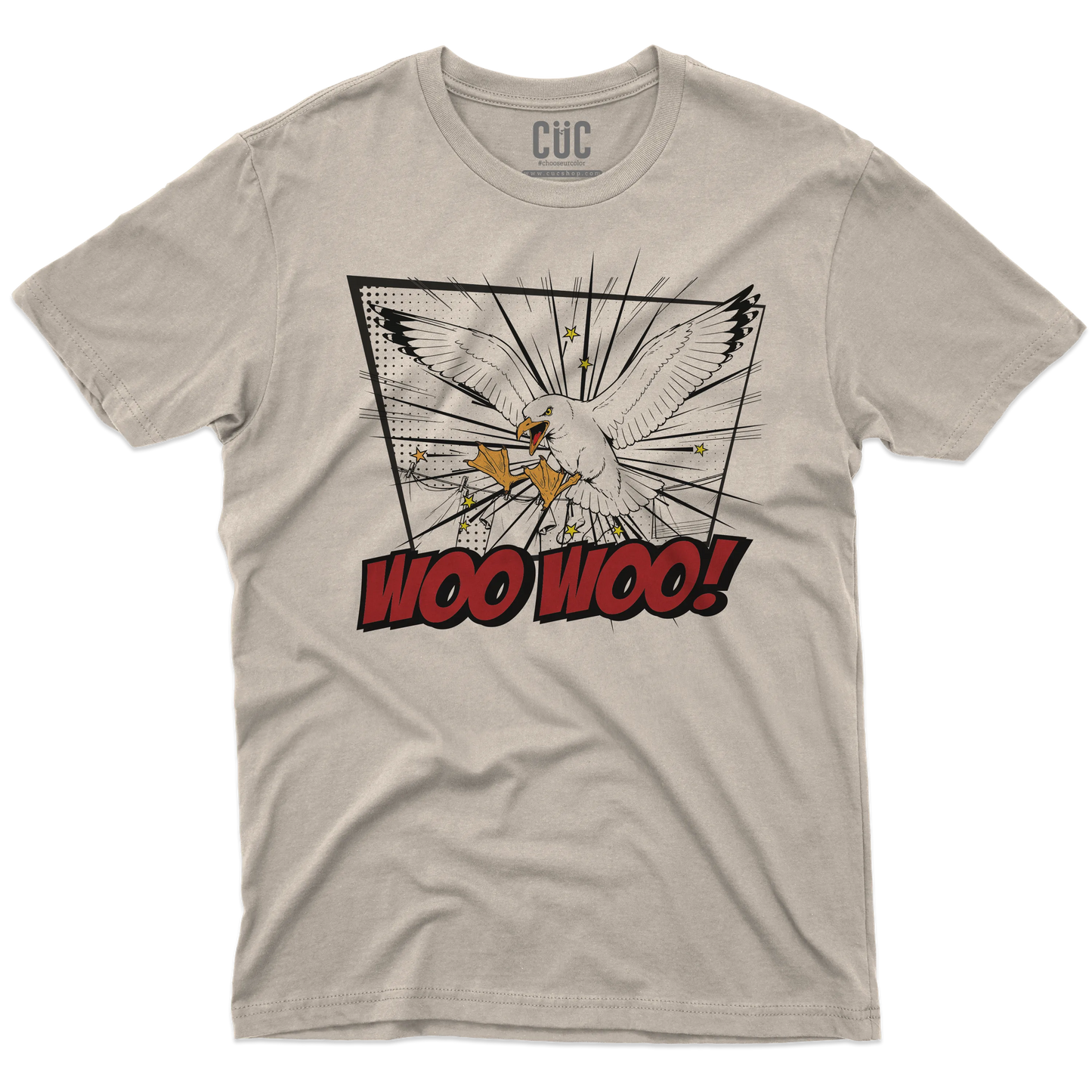 CUC T-SHIRT CON LE ZAMPE DAVANTI - PERSONAGGI FAMOSI - IL BECCO WOO WOO - Divertente - Gabbiani -  #chooseurcolor