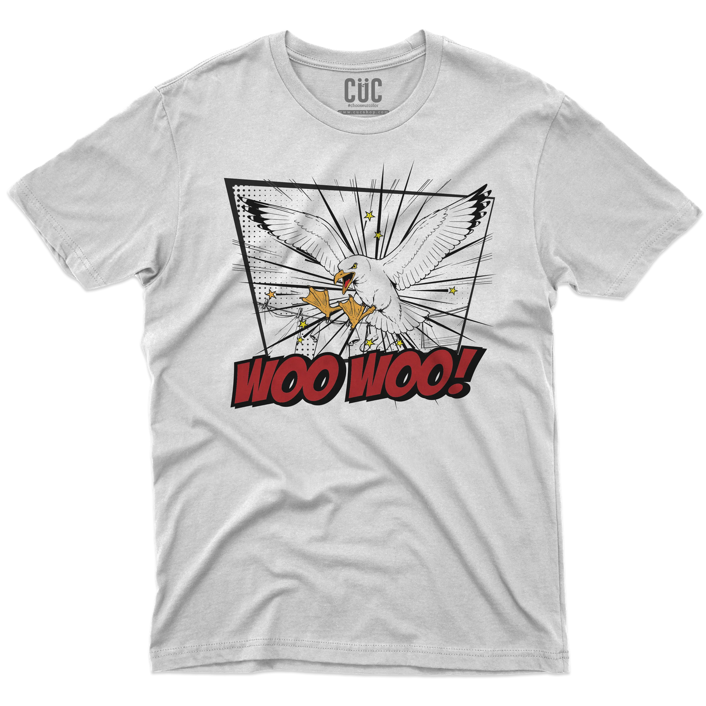 CUC T-SHIRT CON LE ZAMPE DAVANTI - PERSONAGGI FAMOSI - IL BECCO WOO WOO - Divertente - Gabbiani -  #chooseurcolor
